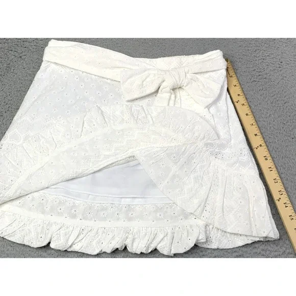New MISA Los Angeles Skirt Womens Size White Large Lined Hearts Bow Made USA NWT
